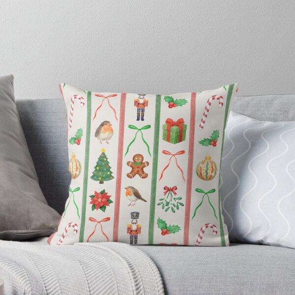 Item preview, Vintage Christmas Watercolor Stripes on Cream designed and sold by QuestingPixel.