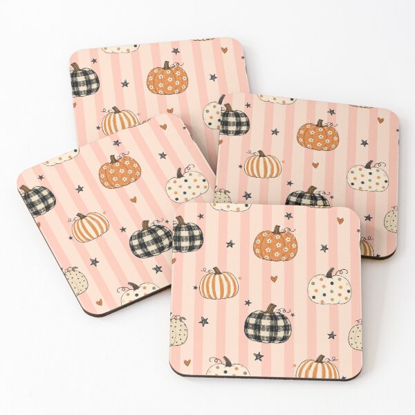 Item preview, Cute Coquette Fall Pumpkins & Pink Stripes Pattern designed and sold by MiaBellaGirl.