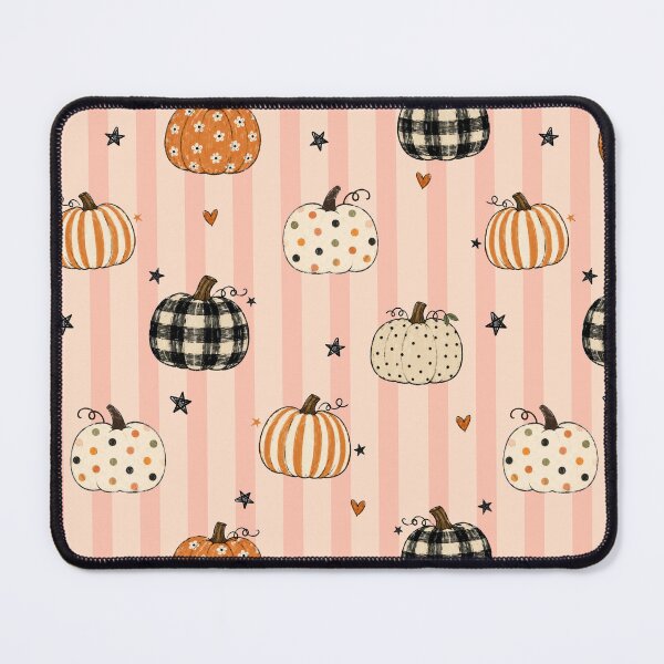Item preview, Cute Coquette Fall Pumpkins & Pink Stripes Pattern designed and sold by MiaBellaGirl.