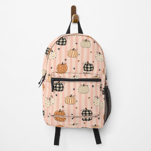 Item preview, Cute Coquette Fall Pumpkins & Pink Stripes Pattern designed and sold by MiaBellaGirl.