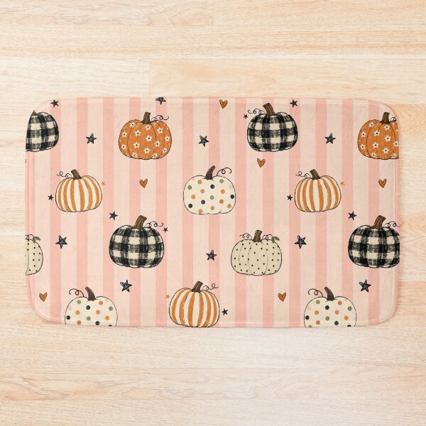 Item preview, Cute Coquette Fall Pumpkins & Pink Stripes Pattern designed and sold by MiaBellaGirl.
