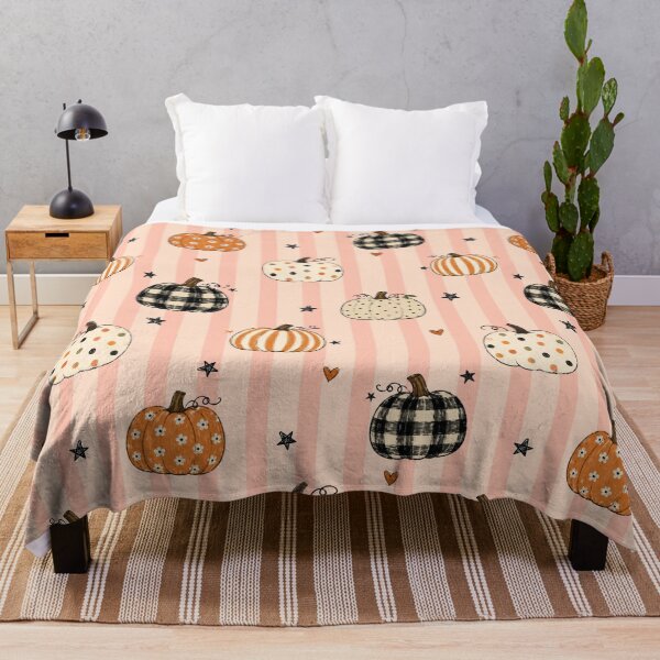Item preview, Cute Coquette Fall Pumpkins & Pink Stripes Pattern designed and sold by MiaBellaGirl.