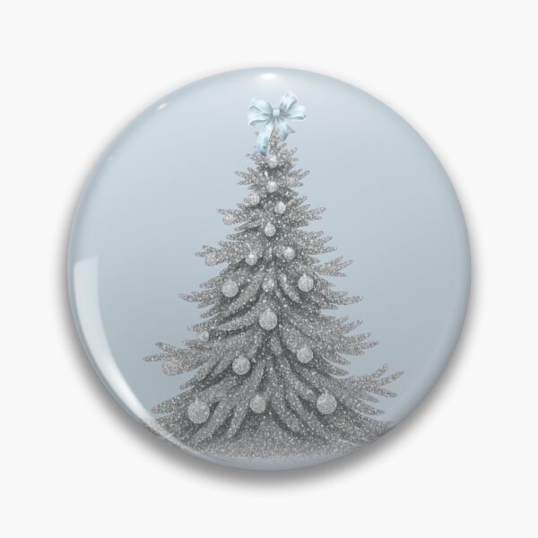 Item preview, Vintage Silver Glitter Christmas Tree with Baby Blue Bow designed and sold by coolcreativeco.