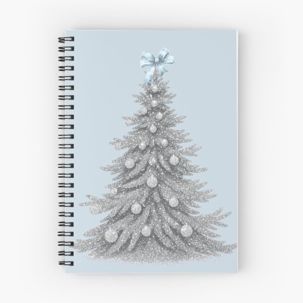 Item preview, Vintage Silver Glitter Christmas Tree with Baby Blue Bow designed and sold by coolcreativeco.