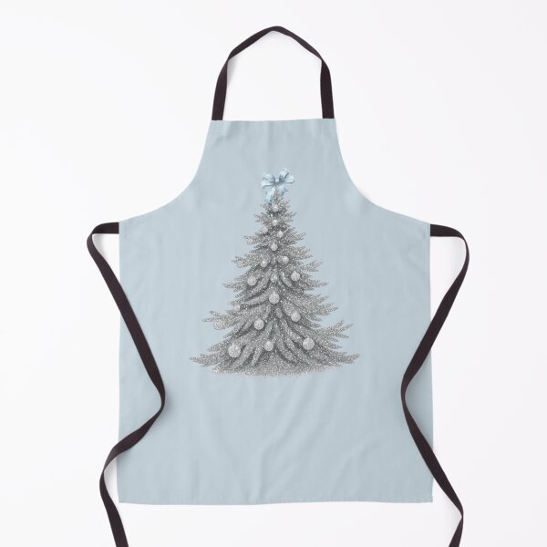 Item preview, Vintage Silver Glitter Christmas Tree with Baby Blue Bow designed and sold by coolcreativeco.