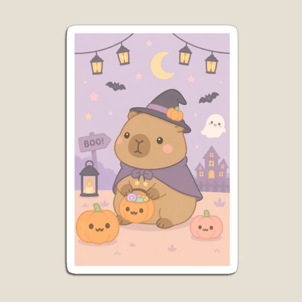 Item preview, Cute Halloween Witch Capybara Trick or Treat designed and sold by Inka Moon Design.