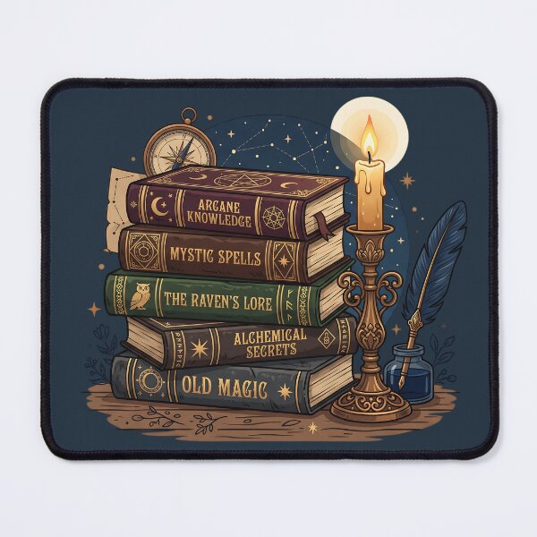Item preview, Stack of Magical Spellbooks - Dark Academia Candle & Inkwell Art designed and sold by KreonaTime.