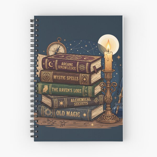 Item preview, Stack of Magical Spellbooks - Dark Academia Candle & Inkwell Art designed and sold by KreonaTime.