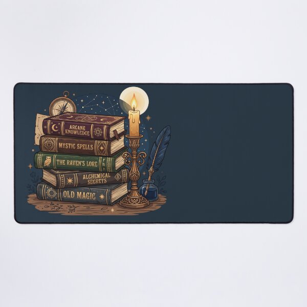 Item preview, Stack of Magical Spellbooks - Dark Academia Candle & Inkwell Art designed and sold by KreonaTime.