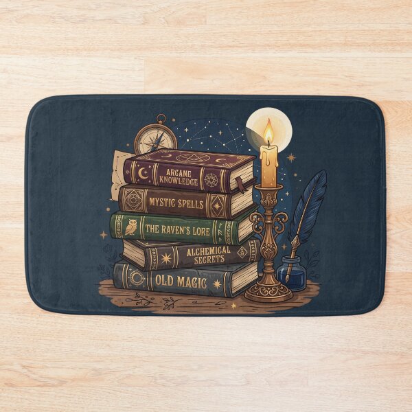 Item preview, Stack of Magical Spellbooks - Dark Academia Candle & Inkwell Art designed and sold by KreonaTime.