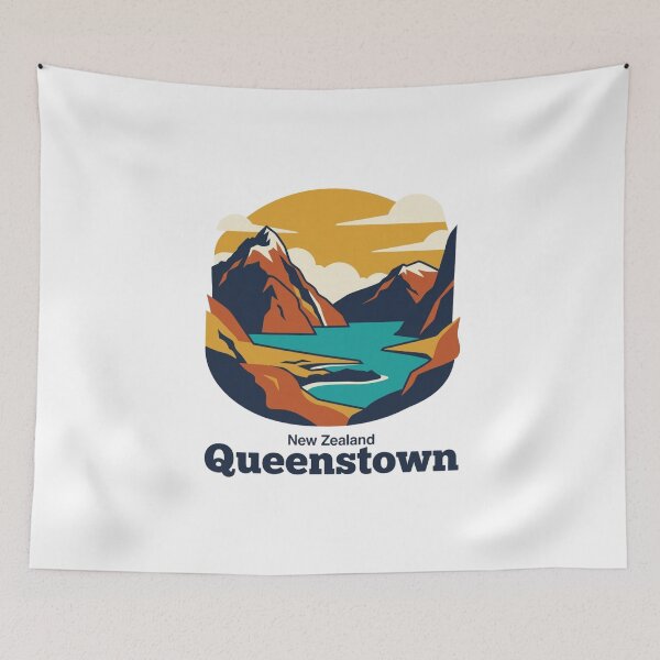 Item preview, Queenstown Fiordland Bold Retro Graphic Travel Art designed and sold by Inkworksbyshery.