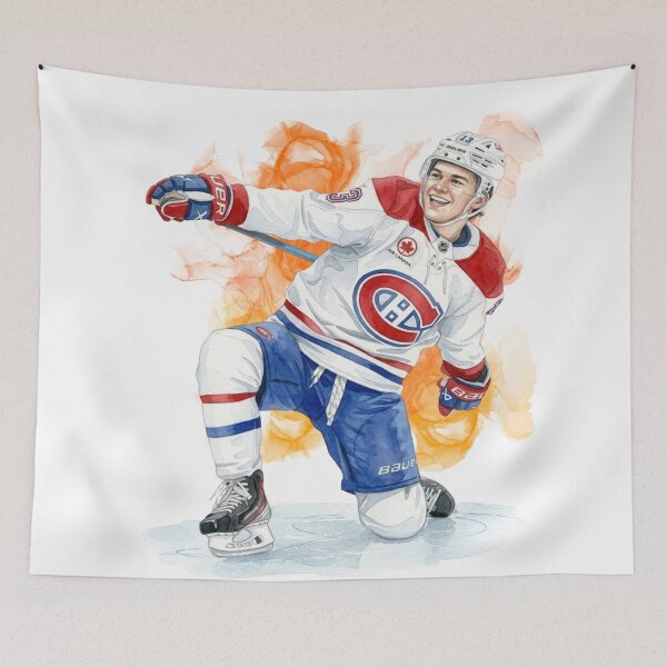 Item preview, Montreal Canadiens Player On Ice Celebration Watercolor designed and sold by Cucuzeus.