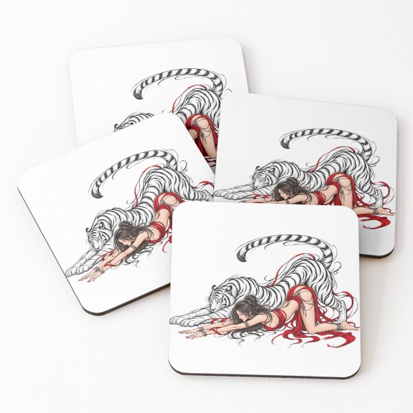 Item preview, White Tiger & Scarlet Muse – Dark Fantasy Art designed and sold by ravuh.