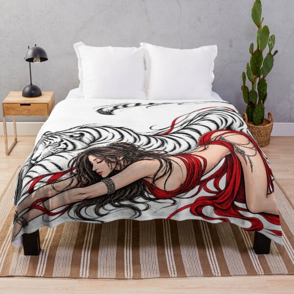 Item preview, White Tiger & Scarlet Muse – Dark Fantasy Art designed and sold by ravuh.