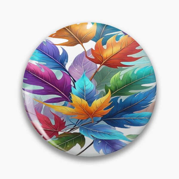 Item preview, Nature's Colorful Dance, Rainbow Feathers and Leaves - Colorful Art with Autumn Leaves and Multicolored Feathers designed and sold by RAYBIL.
