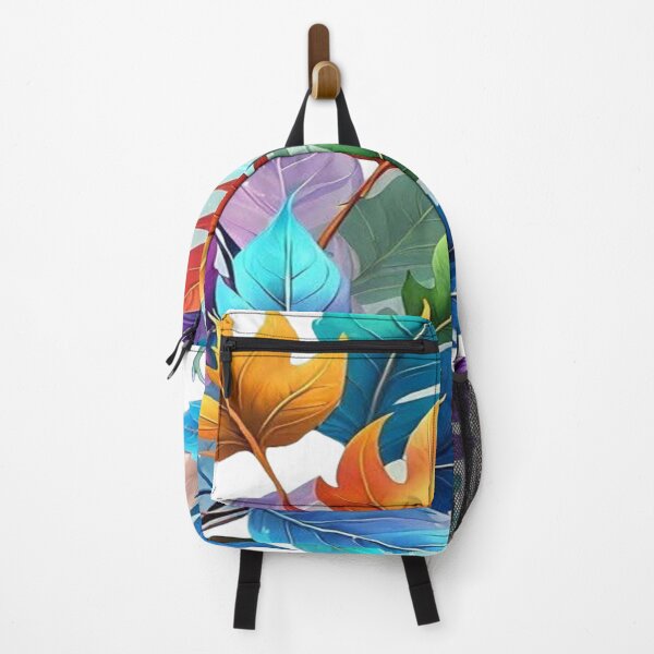 Item preview, Nature's Colorful Dance, Rainbow Feathers and Leaves - Colorful Art with Autumn Leaves and Multicolored Feathers designed and sold by RAYBIL.