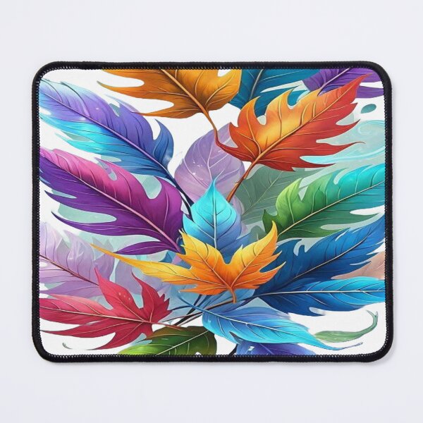 Item preview, Nature's Colorful Dance, Rainbow Feathers and Leaves - Colorful Art with Autumn Leaves and Multicolored Feathers designed and sold by RAYBIL.