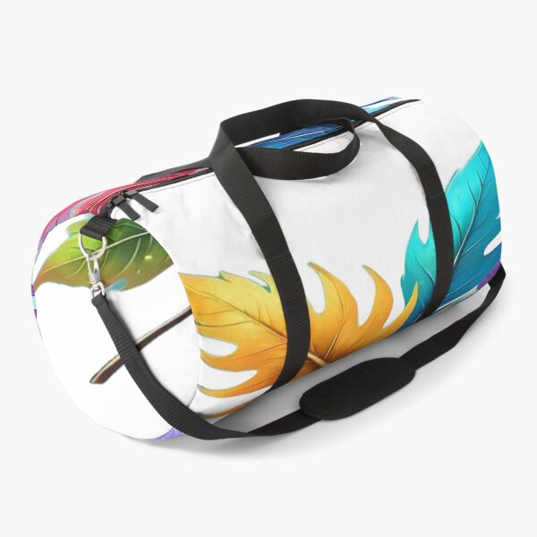 Item preview, Nature's Colorful Dance, Rainbow Feathers and Leaves - Colorful Art with Autumn Leaves and Multicolored Feathers designed and sold by RAYBIL.