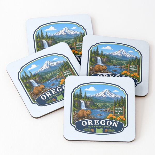 Item preview, Oregon - Beaver State, Waterfall, Mountain & Forest designed and sold by Myra365Art.