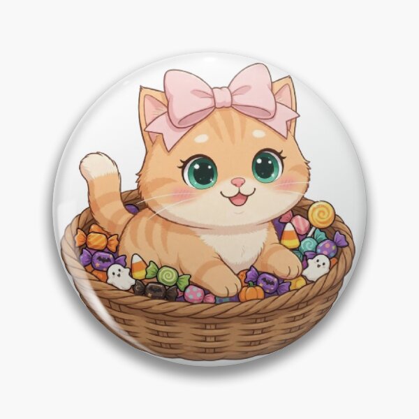 Item preview, Cute Halloween Cat Candy Basket Trick Or Treat designed and sold by Moody Vibes Studio.