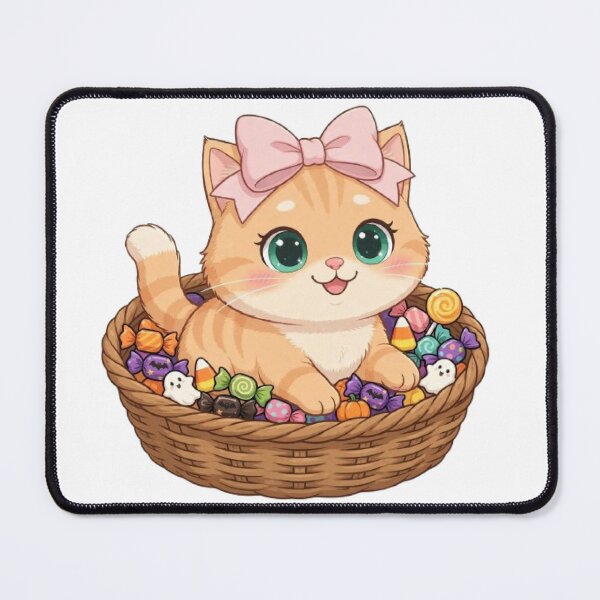Item preview, Cute Halloween Cat Candy Basket Trick Or Treat designed and sold by Moody Vibes Studio.