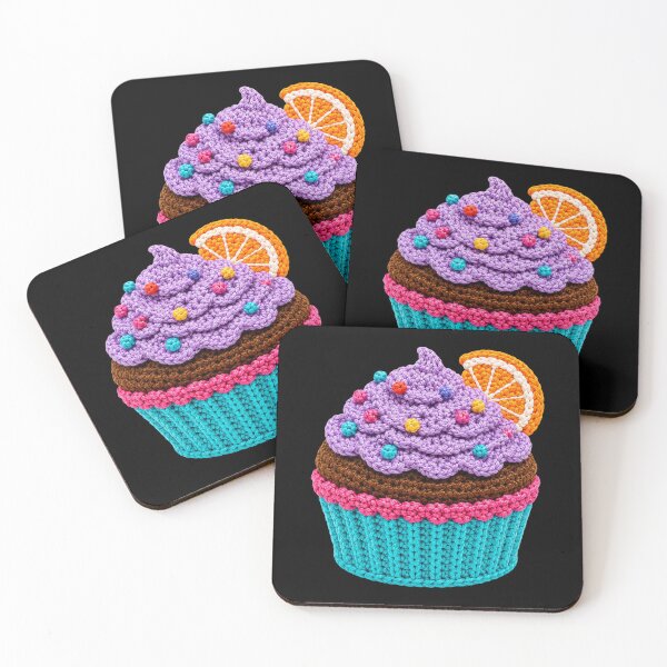 Item preview, Crochet-Style Orange Garnish Cupcake Print Black Shapes Mania designed and sold by Shapes-Mania.
