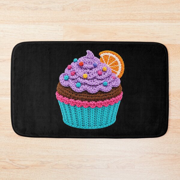 Item preview, Crochet-Style Orange Garnish Cupcake Print Black Shapes Mania designed and sold by Shapes-Mania.