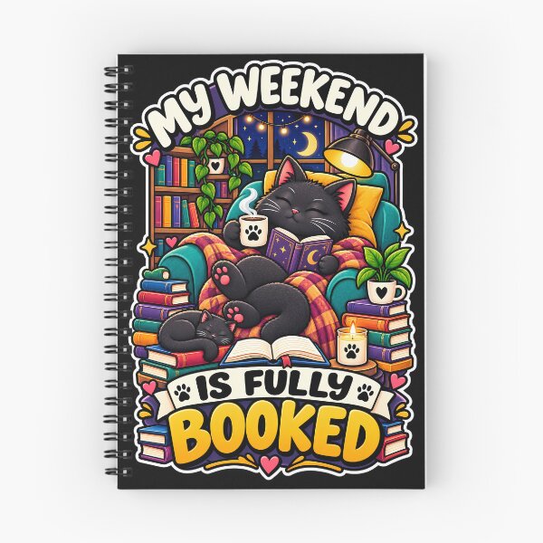 Item preview, My Weekend Is Fully Booked Funny Black Cat Book Lover Design designed and sold by CreativeLook25.