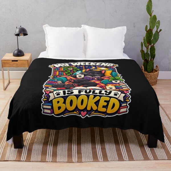 Item preview, My Weekend Is Fully Booked Funny Black Cat Book Lover Design designed and sold by CreativeLook25.