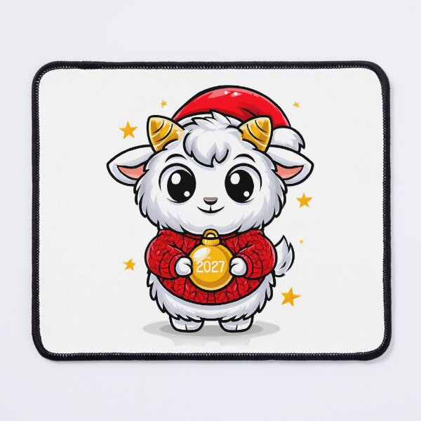 Item preview, Fluffy White Christmas Goat Mascot designed and sold by Retro Whimsy.