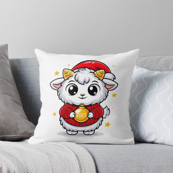 Item preview, Fluffy White Christmas Goat Mascot designed and sold by Retro Whimsy.