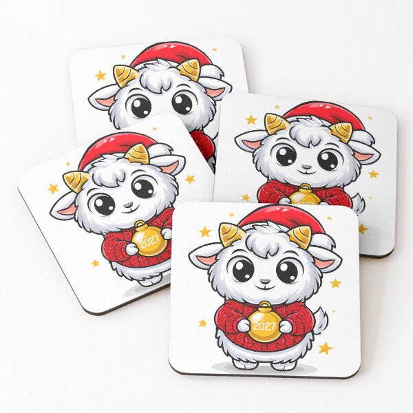 Item preview, Fluffy White Christmas Goat Mascot designed and sold by Retro Whimsy.