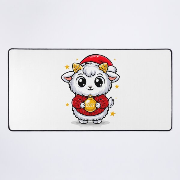 Item preview, Fluffy White Christmas Goat Mascot designed and sold by Retro Whimsy.