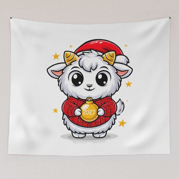 Item preview, Fluffy White Christmas Goat Mascot designed and sold by Retro Whimsy.