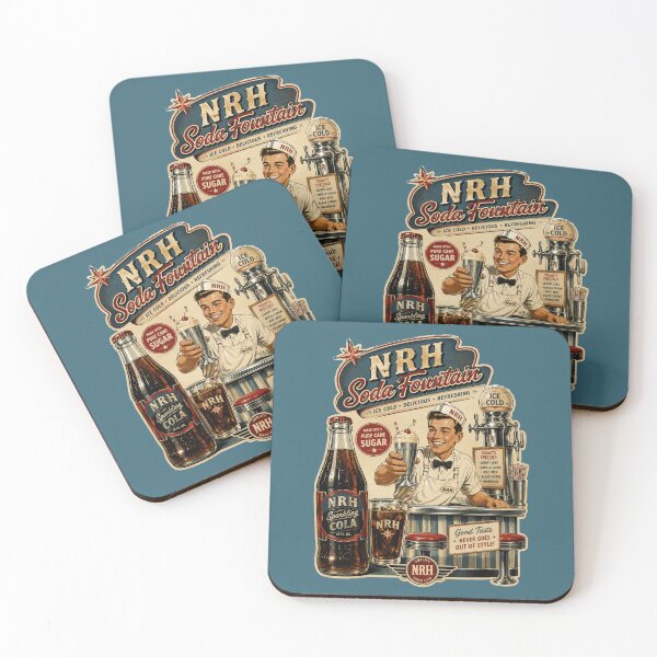 Item preview, NRH Soda Fountain Retro Cola Boy Vintage Sign designed and sold by Normandy Road Heritage™ - Vintage Garage Art.