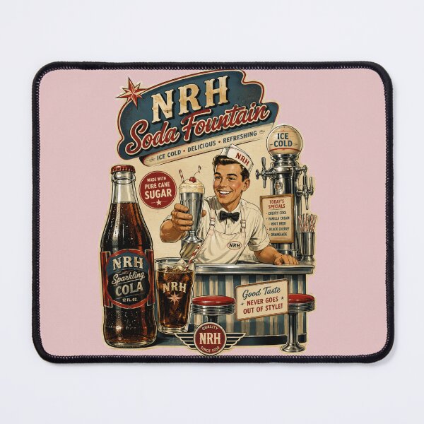 Item preview, NRH Soda Fountain Retro Cola Boy Vintage Sign designed and sold by Normandy Road Heritage™ - Vintage Garage Art.