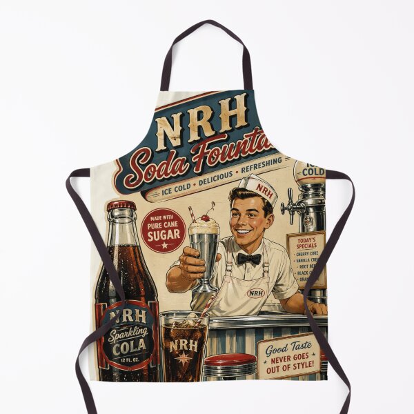 Item preview, NRH Soda Fountain Retro Cola Boy Vintage Sign designed and sold by Normandy Road Heritage™ - Vintage Garage Art.