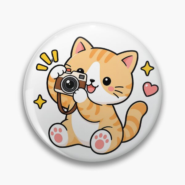 Item preview, Cute Orange Tabby Photographer Cat with Camera Kawaii Kitty designed and sold by NoopnyangStudio.