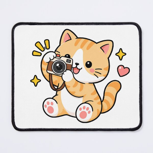 Item preview, Cute Orange Tabby Photographer Cat with Camera Kawaii Kitty designed and sold by NoopnyangStudio.