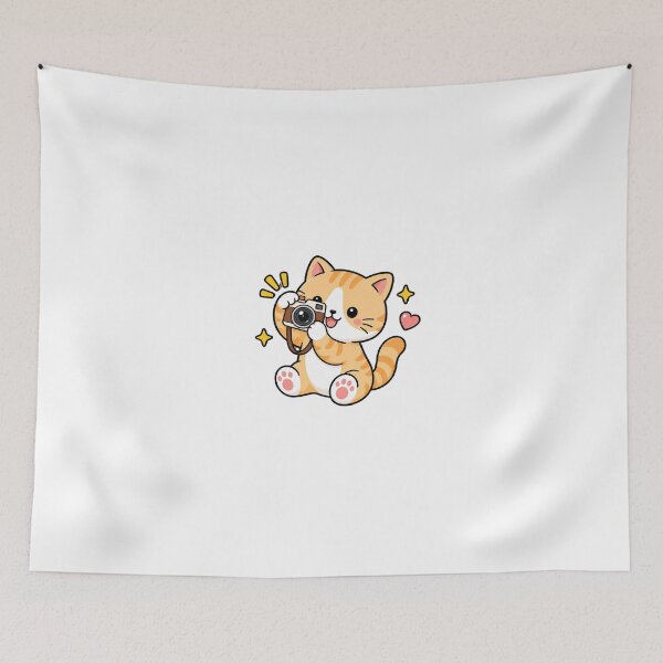 Item preview, Cute Orange Tabby Photographer Cat with Camera Kawaii Kitty designed and sold by NoopnyangStudio.