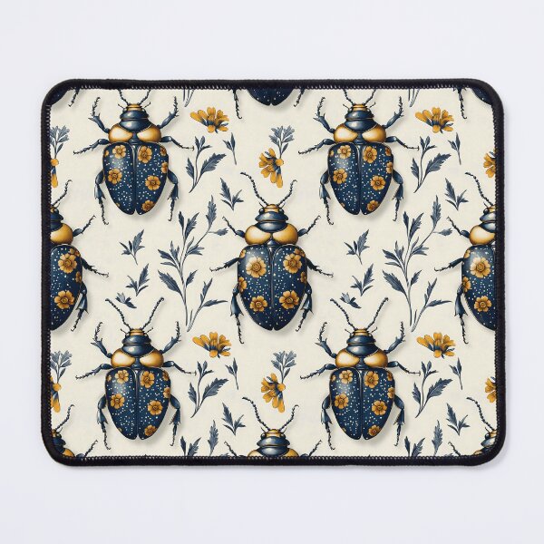 Item preview, Vintage Ornate Midnight Blue Floral Beetle Pattern by Moose Disco designed and sold by MooseDisco.