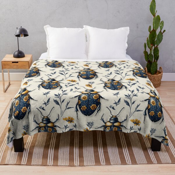 Item preview, Vintage Ornate Midnight Blue Floral Beetle Pattern by Moose Disco designed and sold by MooseDisco.