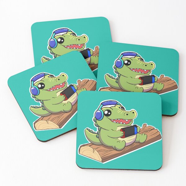 Item preview, Cute Gamer Crocodile on Log designed and sold by DoodleDropStore.