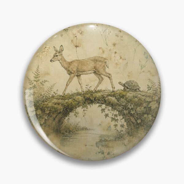 Item preview, Safe Passage White Tailed Deer and Turtle Moss Bridge Print designed and sold by RescueHeart10.