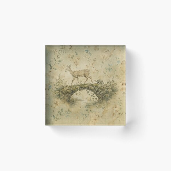 Item preview, Safe Passage White Tailed Deer and Turtle Moss Bridge Print designed and sold by RescueHeart10.