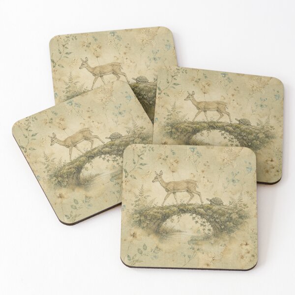 Item preview, Safe Passage White Tailed Deer and Turtle Moss Bridge Print designed and sold by RescueHeart10.