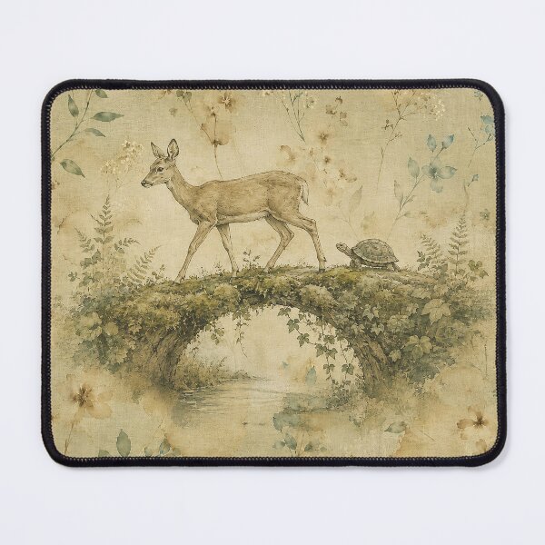 Item preview, Safe Passage White Tailed Deer and Turtle Moss Bridge Print designed and sold by RescueHeart10.