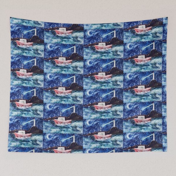 Item preview, Set To The Night Time Sea In Mixed Media designed and sold by Kimberly Sells Studio.