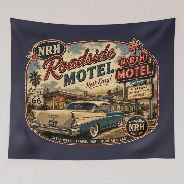 Item preview, NRH Roadside Motel Retro Classic Car Poster designed and sold by Normandy Road Heritage.