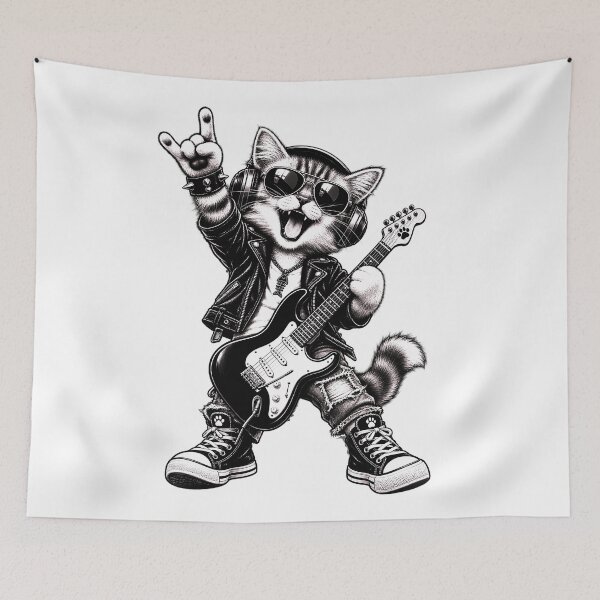 Item preview, Funny Rock Cat – Cool Music Guitar Kitty designed and sold by say_li03.